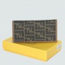 Fendi Yellow Calfskin Leather With F Fabric Wallet