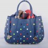Fendi B Fab Blue Leather with Multicolor Jeweled Large Top-handle Bag