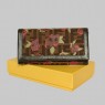 Fendi Coffee Leather with Rose Print Long Wallet