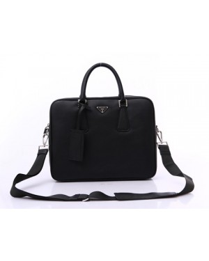 Prada VA0891 Leather Handbag in Black